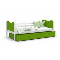 Dětská postel se šuplíkem MAX S - 160x80 cm - zeleno-bílá - vláček
