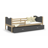 Dětská postel se šuplíkem MAX S - 190x80 cm - šedá/borovice - vláček