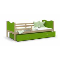 Dětská postel se šuplíkem MAX S - 190x80 cm - zelená/borovice - vláček