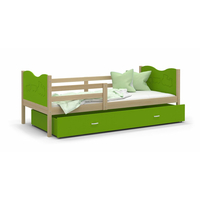 Dětská postel se šuplíkem MAX S - 200x90 cm - zelená/borovice - vláček