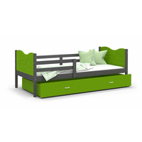 Dětská postel se šuplíkem MAX S - 200x90 cm - zeleno-šedá - vláček