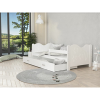 Dětská postel se šuplíkem MIKOLÁŠ - 190x80 cm - bílá - měsíc a hvězdičky