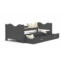 Dětská postel se šuplíkem MIKOLÁŠ - 190x80 cm - šedá - měsíc a hvězdičky