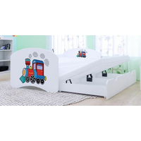 Dětská postel pro DVA (s výsuvným lůžkem) 180x90 cm - SUPER LOKOMOTIVA