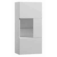 Závěsná skříňka se skleněnou vitrínou MODERN - 50x30x108 cm - bílá lesklá - push to open - pravá