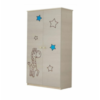 Dětská šatní skříň s výřezem ŽIRAFA - modrá