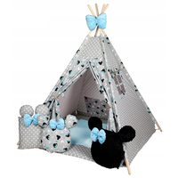 Dětský stan TEEPEE (TÝPÍ) MYŠKA MINNIE s doplňky - šedo/modrý