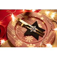 Vánoční obal na příbory - 4 ks - černé - hvězdička a vločka