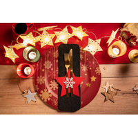Vánoční obal na příbory - 4 ks - červené - hvězdička a vločka