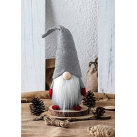 Vánoční skřítek s vousy 40 cm - šedý