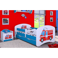 Dětská postel se šuplíkem 180x90cm HASIČI - modrá + MATRACE