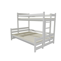 Dětská patrová postel s rozšířeným spodním lůžkem z MASIVU 200x90x140 cm SE ŠUPLÍKY - PPS003 - moření olše