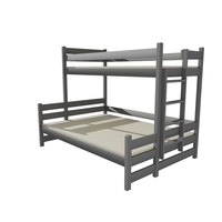 Dětská patrová postel s rozšířeným spodním lůžkem z MASIVU 200x90x140 cm SE ŠUPLÍKY - PPS003 - moření olše
