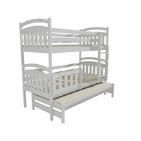 Dětská patrová postel s přistýlkou z MASIVU 200x90cm SE ŠUPLÍKY - PPV001- růžová - 80 cm mezi lůžky