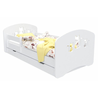 Dětská postel se šuplíkem 160x80 cm s výřezem KOČIČKY + matrace ZDARMA!