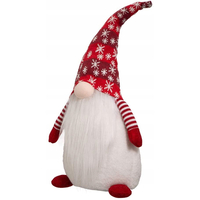 Vánoční skřítek 45 cm - bílo/červený - s vločkami na čepici