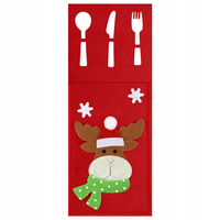 Vánoční obal na příbory - 3 ks - červené - Santa Claus, Sob a Sněhulák