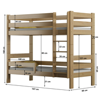 Dětská patrová postel z masivu GABI - 160x80 cm - bílá se zelenými šuplíky + MATRACE