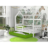 Dětská domečková postel DOMEK P - 160x80 cm - bílá