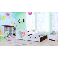Dětská postel pro DVA (s výsuvným lůžkem) 180x90 cm - KYTIČKY V SRDÍČKU