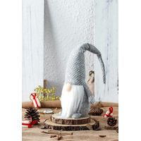 Vánoční skřítek 50 cm - šedý s pletenou čepicí