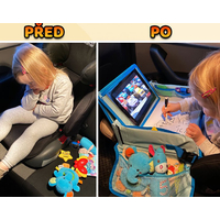Dětský multifunkční cestovní stoleček s kreslící tabulí - modrý