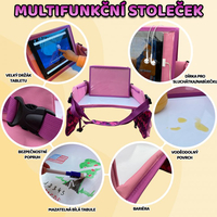 Dětský multifunkční cestovní stoleček s kreslící tabulí - růžový