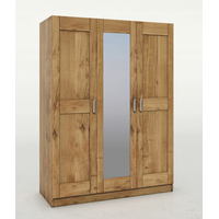Šatní skříň z masivu dubu FRED - 3-dveřová se zrcadlem