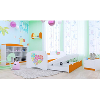 Dětská postel pro DVA (s výsuvným lůžkem) 200x90 cm - KYTIČKY V SRDÍČKU