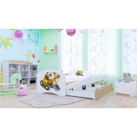 Dětská postel pro DVA (s výsuvným lůžkem) 200x90 cm - ŽLUTÝ BAGR