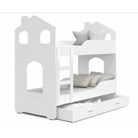 Dětská domečková patrová postel Dominik se šuplíkem BÍLÁ - 190x80 cm