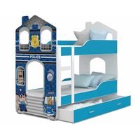 Dětská domečková patrová postel Dominik Y - 160x80 cm - POLICIE