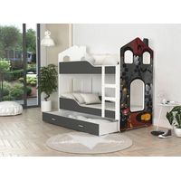 Dětská domečková patrová postel Dominik Y - 190x80 cm - ČARODĚJKA