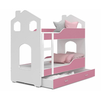 Dětská domečková postel se šuplíkem Dominik RŮŽOVÁ - 160x80 cm