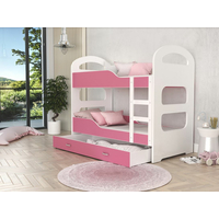 Dětská patrová postel Dominik se šuplíkem RŮŽOVÁ - 190x80 cm