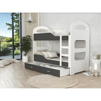 Dětská patrová postel Dominik se šuplíkem ŠEDÁ - 160x80 cm