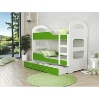 Dětská patrová postel Dominik se šuplíkem ZELENÁ - 190x80 cm