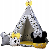 Dětský stan TEEPEE (TÝPÍ) EXCLUSIVE s doplňky - MYŠKA MINNIE - žlutý