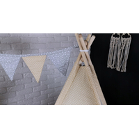 Dekorační praporková girlanda STARS - šedá/béžová