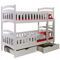 Dětská patrová postel z masivu borovice DOMINIK II se šuplíky - 200x90 cm - bílá