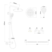 Sprchová termostatická souprava NORWAY - černá - hlavice 25x25 cm