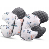 Dětská deka do kočárku s polštářkem a motýlkem - BABYMAM PREMIUM set 3v1 - Let balónem s grafitovou minky