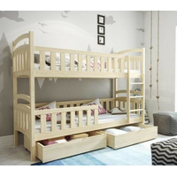 Dětská patrová postel z masivu borovice DOMINIK II se šuplíky - 200x90 cm - přírodní borovice