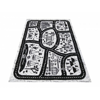 Dětský koberec HASTE Městečko - černo/bílý