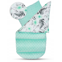 Oboustranné hnízdečko (kokon) pro miminko - BABYMAM PREMIUM set 7v1 - Mátové květy v zahradě s mátovou minky