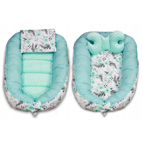 Oboustranné hnízdečko (kokon) pro miminko - BABYMAM PREMIUM set 7v1 - Mátové květy v zahradě s mátovou minky