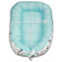 Oboustranné hnízdečko (kokon) pro miminko - BABYMAM PREMIUM set 7v1 - Mátové květy v zahradě s mátovou minky