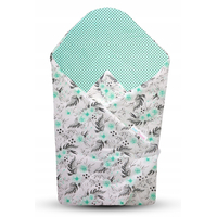 Oboustranné hnízdečko (kokon) pro miminko - BABYMAM PREMIUM set 7v1 - Mátové květy v zahradě s mátovou minky