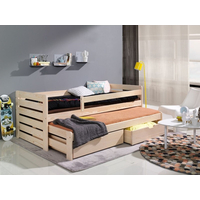 Dětská postel z masivu borovice TOMÁŠ II s přistýlkou a šuplíky - 200x90 cm - přírodní borovice