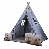 Dětský stan TEEPEE (TÝPÍ) PIVOŇKY s doplňky - šedý